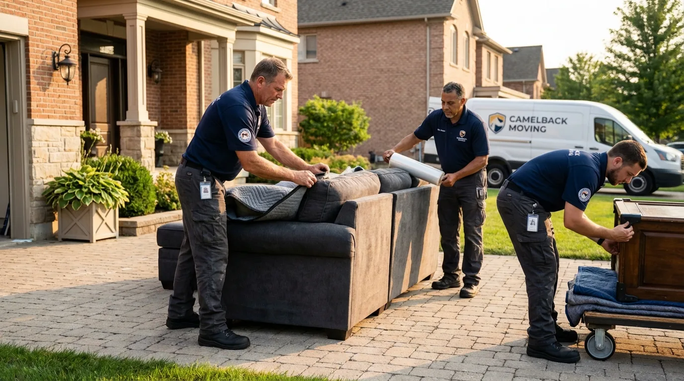 Large estate moving crew wrapping furniture in Rangely, CO