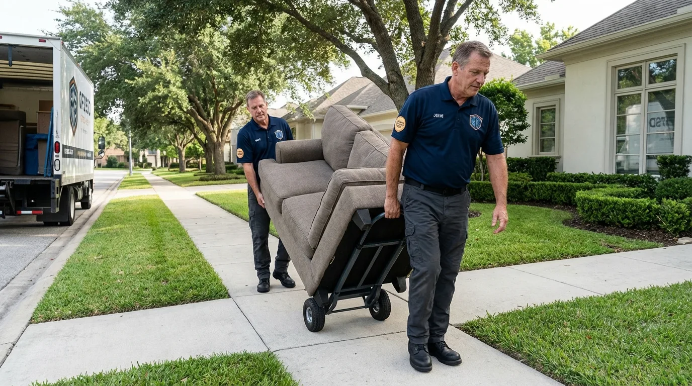 Local residential moving crew loading furniture in Rangely, CO