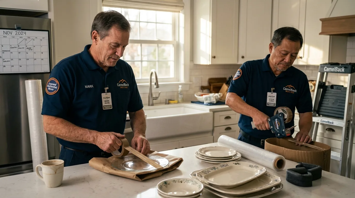 Professional crew packing kitchen dishware in Rangely, CO